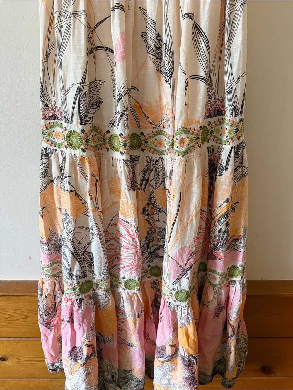 Anthropology Square Neck Floral Tiered Maxi Dress S - Picture 6 of 9
